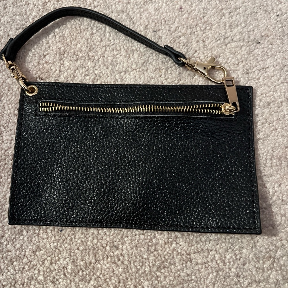 Black Leather Wristlet Clutch inside for purse